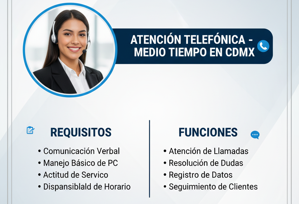 Atención Telefónica – Medio Tiempo en CDMX